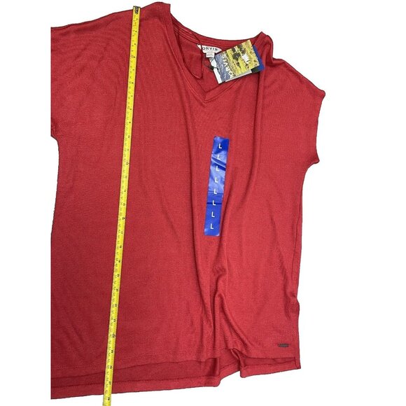 ORVIS 46% RAYON V-NECK TUNIC KNIT TOP SIZE LARGE RED - Picture 7 of 16